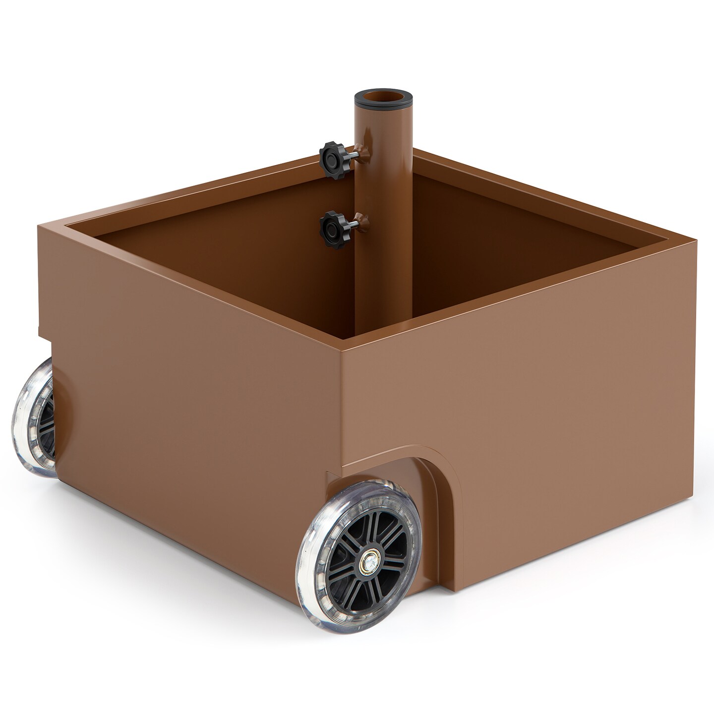 Outdoor Umbrella Stand with Planter Box and Wheels for Easy Move