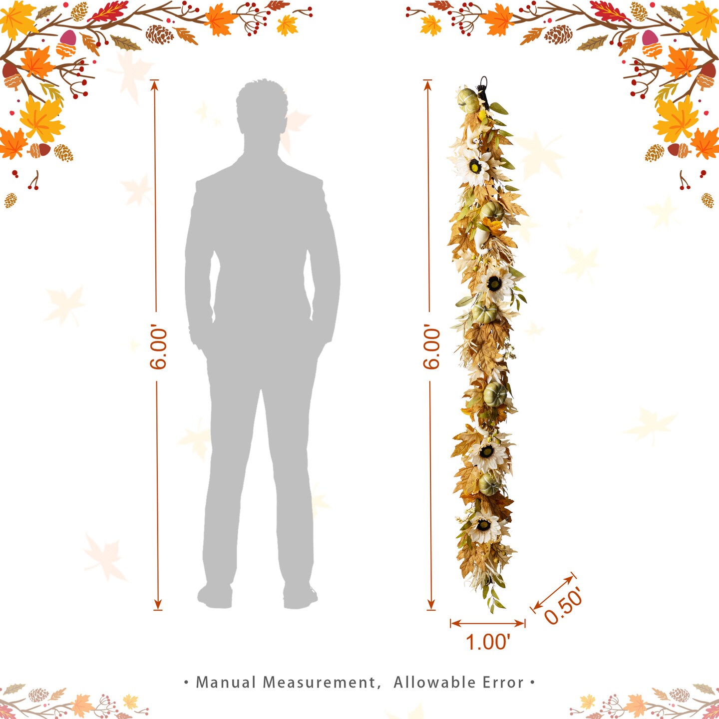 Fall Neutral Sunflower Pumpkin and Leaf Garlands/Porch Trees/Teardrops Set