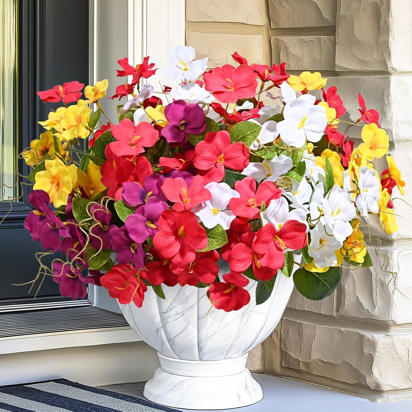 10 Bundles Look Real Artificial Flowers for Outdoors, UV Resistant Outdoor Artificial Flowers, Realistic Fake Outdoor Flowers Silk Faux Flowers for Outdoor Planters Porch Patio Yard Window Box