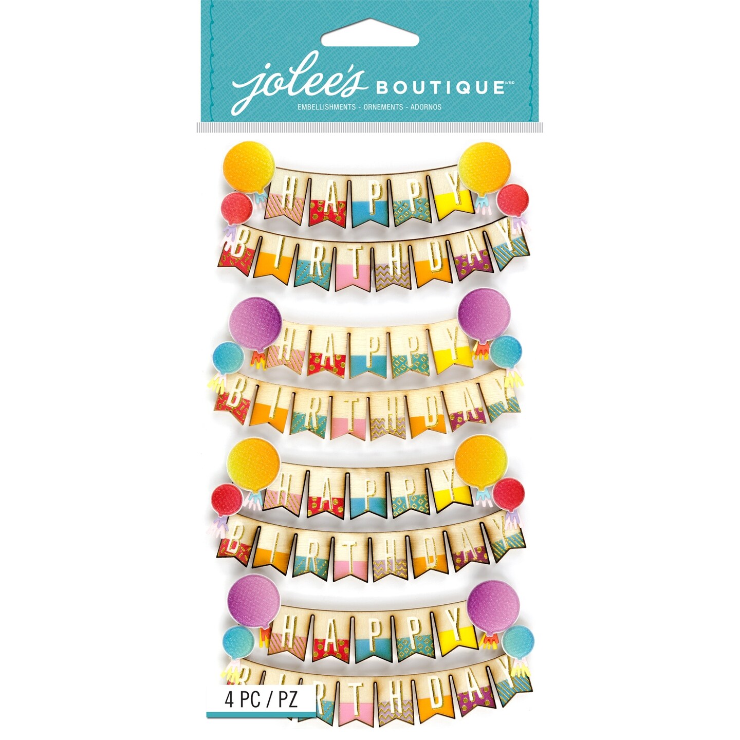 Jolee's Le Grande Dimensional Stickers-Happy Birthday Banners