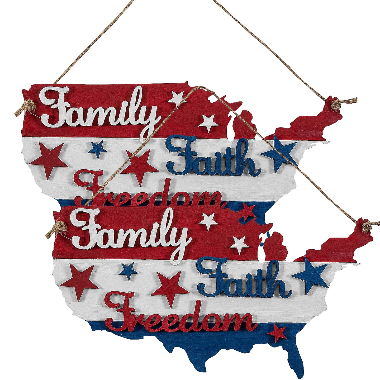 4th of July DIY Unfinished Wood Faith Family Freedom Door Sign Makes 1