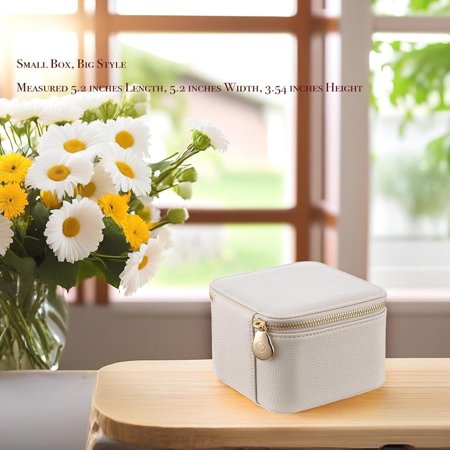 Travel Jewelry Box Organizer - 6 Small Velvet Zipped Pouches Pockets for Jewelries Necklaces Rings Earrings Sorting Storage, Offwhite