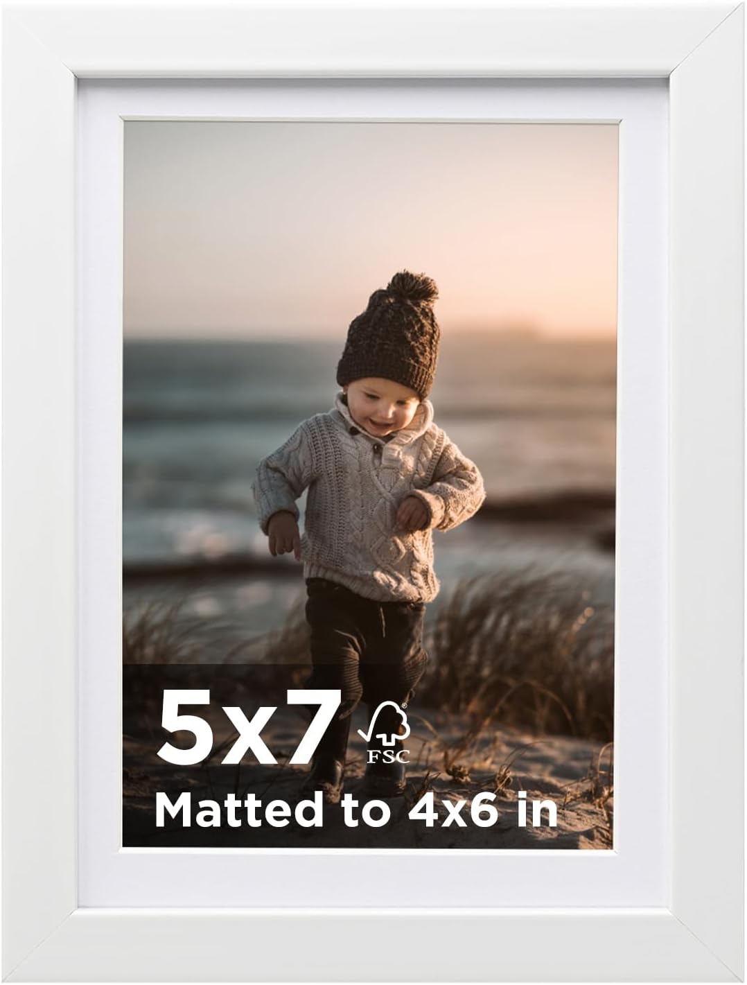 5x7 Picture Frame White Set of 1