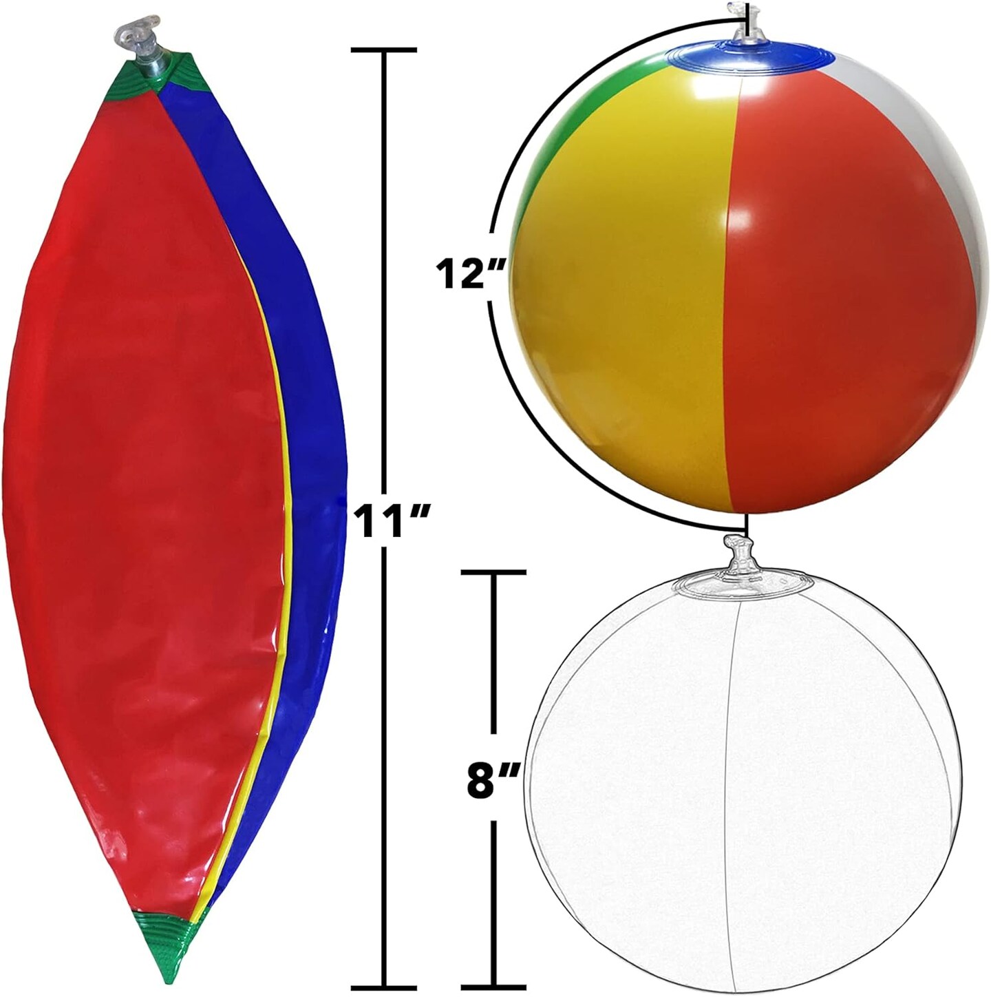 12&#x22; Beach Balls Bulk - Inflatable Swimming Pool Toys for Kids Birthday Party Supplies Favors Luau Decorations - Blow Up Classic Rainbow Color Beachball Summer Water Games Fun Gifts (12 Pack)