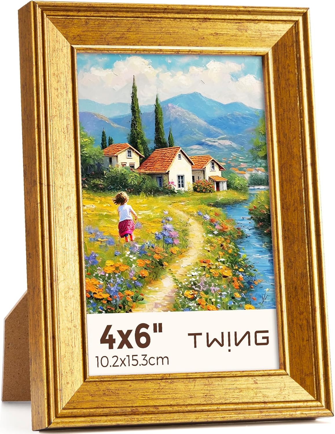 4x6 Picture Frames, Vintage Picture Frames for Wall Mounting or Table Display,Rustic Gold,1 Pack