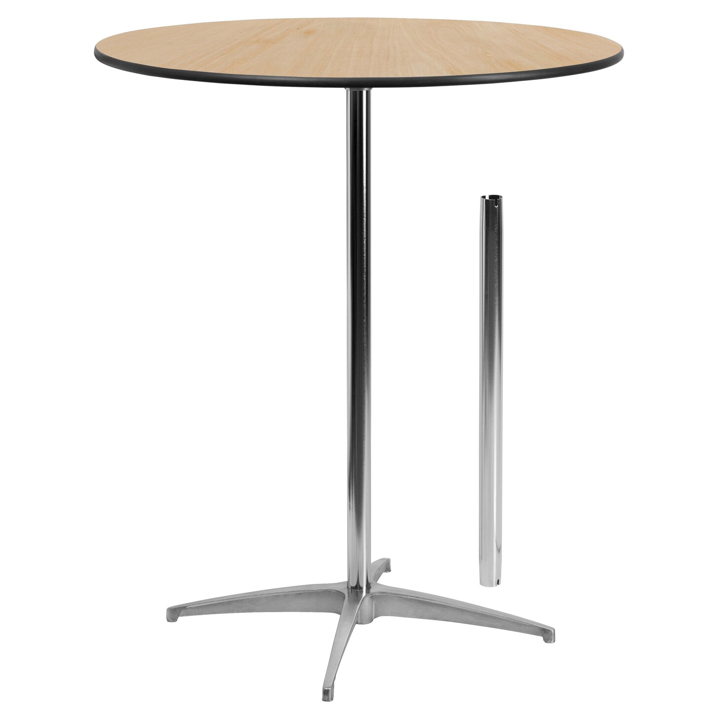 Emma and Oliver 36" Round Wood Cocktail Table with 30" and 42" Columns
