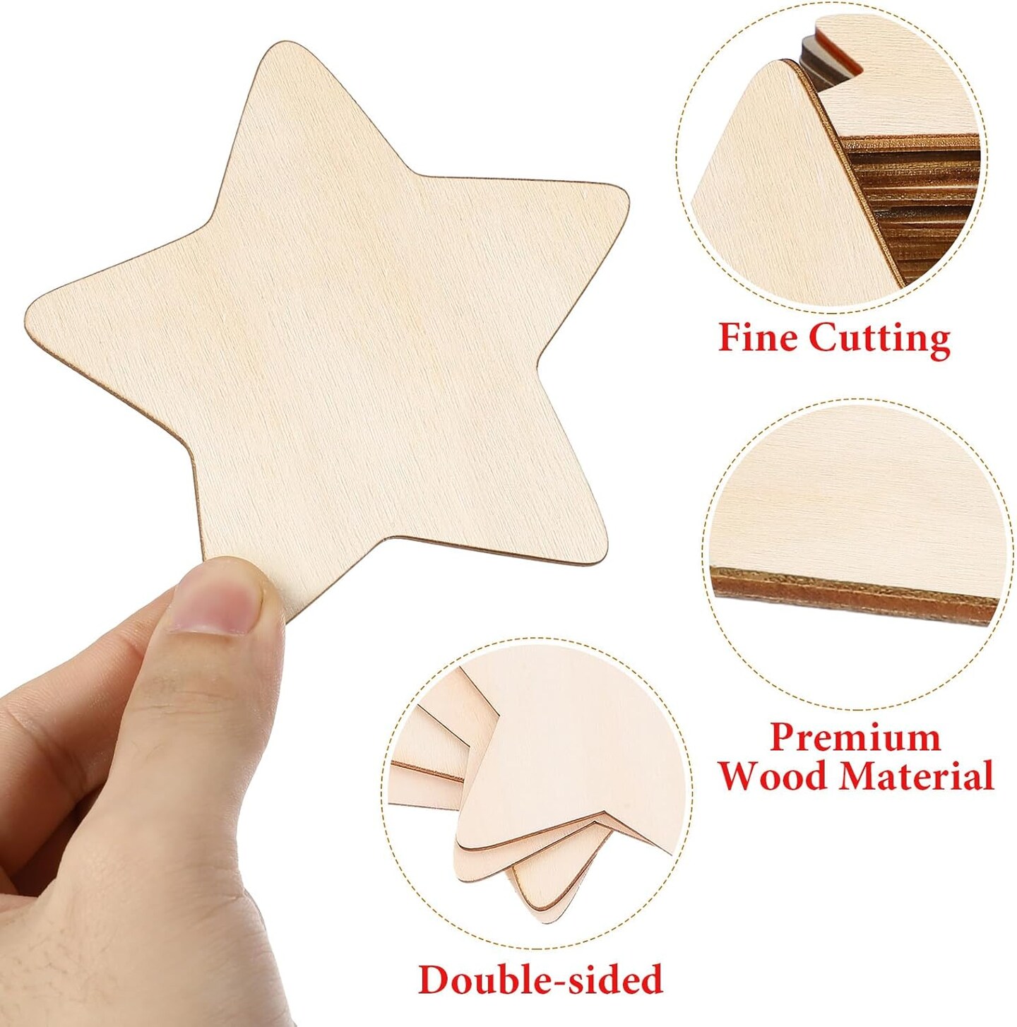 50 Pcs Unfinished Wooden Stars – Natural Wood Cutouts for Kids’ DIY Painting, Crafts, Christmas, Wedding, Party & Home Décor
