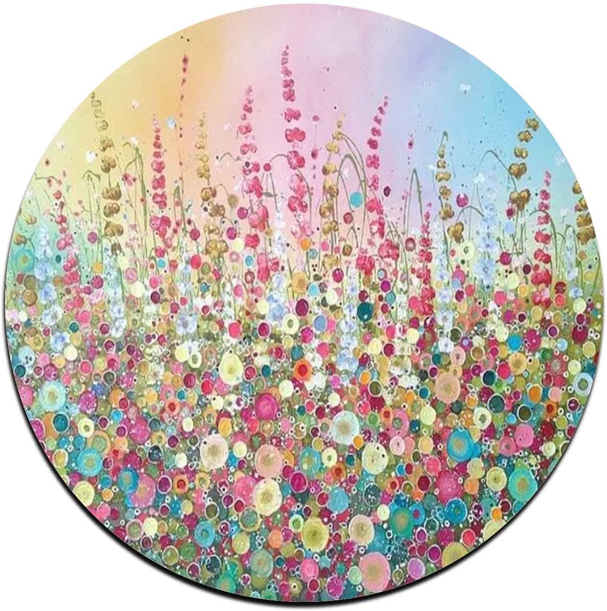 Set of 4 Round Coasters – Colorful Watercolor Floral Design, Made from Recycled Rubber