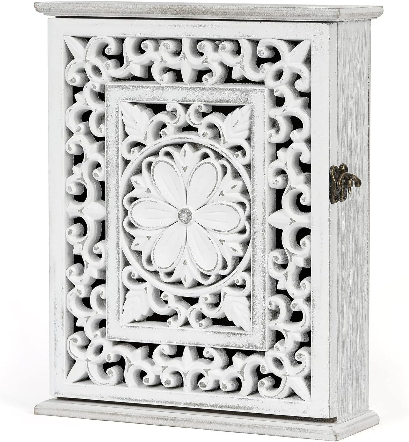 Wooden Key Holder for Wall, Key Box Key Cabinet, Key Hooks Wall Mounted Key Hangers Rustic Decorative Key Rack with 6 Key Hooks for Home Office Entryway Hallway Bedroom Living Room