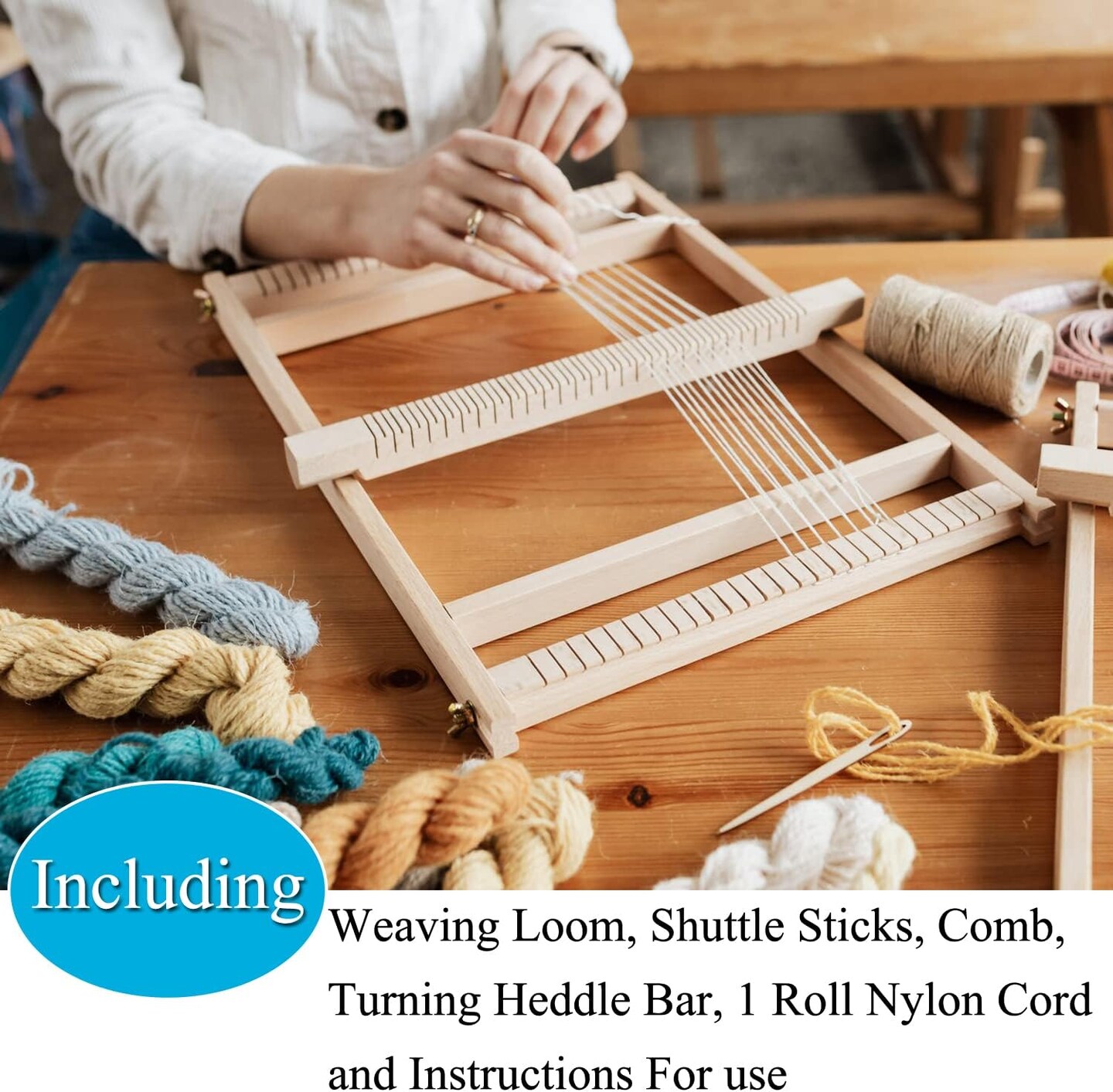 Weaving Loom Kit, 15.2"H x 9.85"W Wooden Tapestry Looms, Warp ​Frame ​Loom Heddle Bar for Weave Board Weaver Tapestry Kids Beginner
