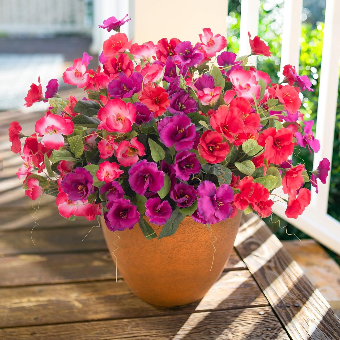 Hibiscus Artificial Flowers Plants for Outdoors Decoration, 6 Bundles Silk Hibiscus Bouquet Tropical Flowers Artificial Realistic UV Resistant Fake Flowers