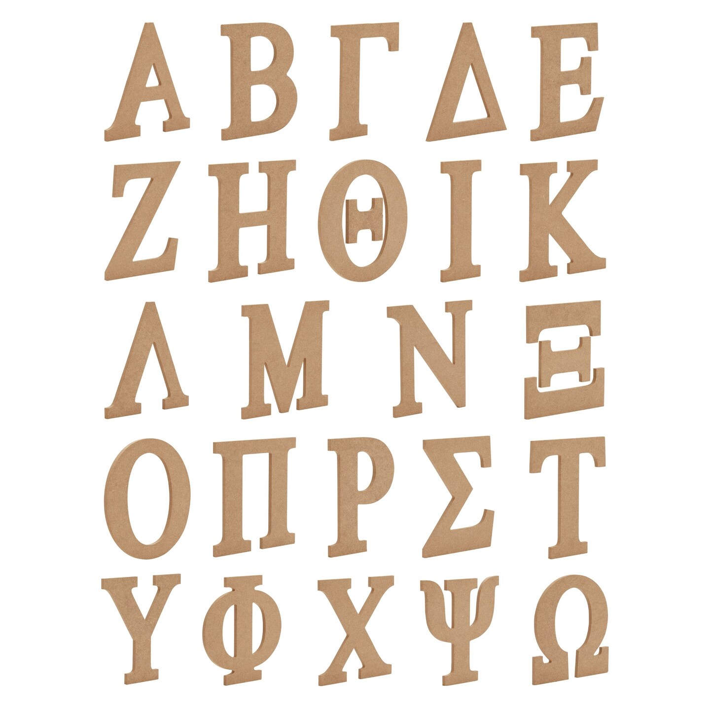 24 Pieces Unfinished Wood Greek Letters for Wall Decor, Crafts, College Dorm (6 Inches)