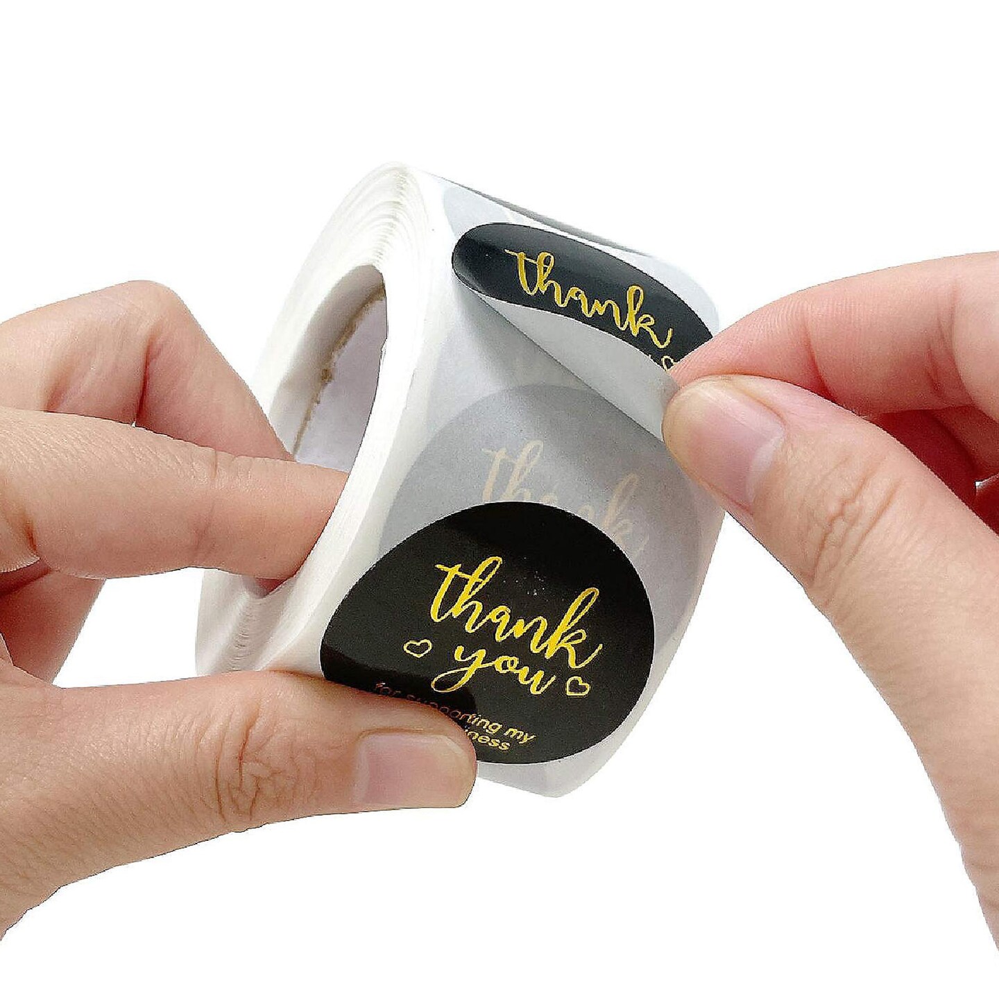 Wrapables 1.5" Thank You Stickers Roll Sealing Stickers and Labels 500pcs Black & Gold