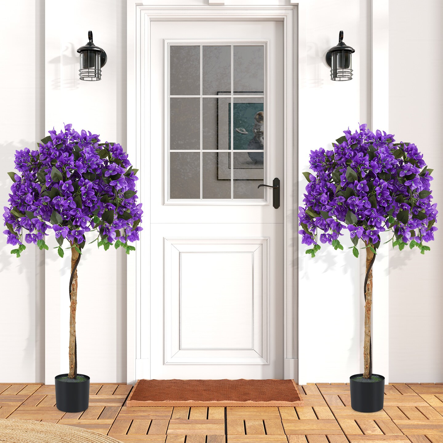 Artificial Azalea Tree with Real Wood Trunk and Silk Flowers 4.5 Feet