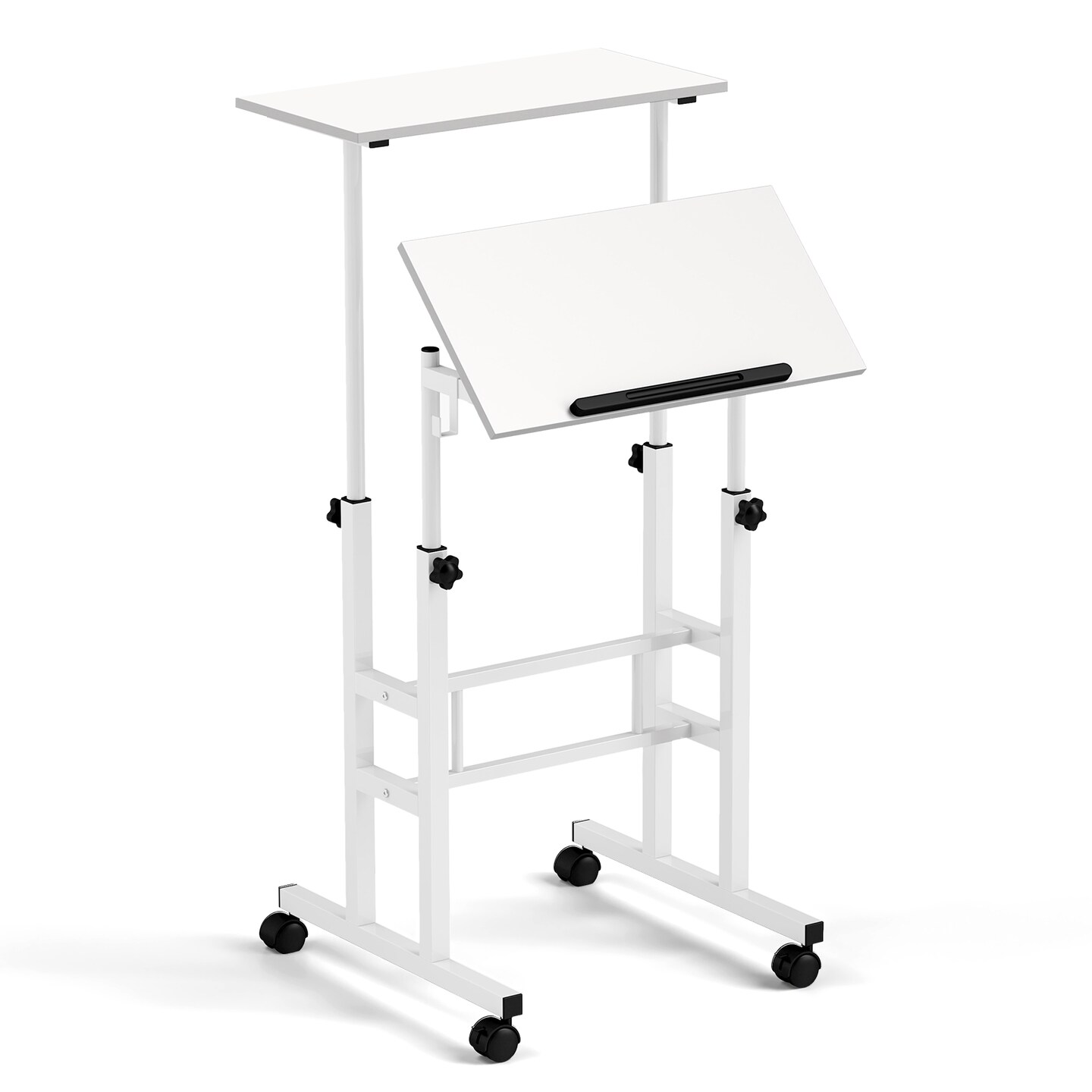Rolling Mobile Desk Adjustable Height Table for Office and Home