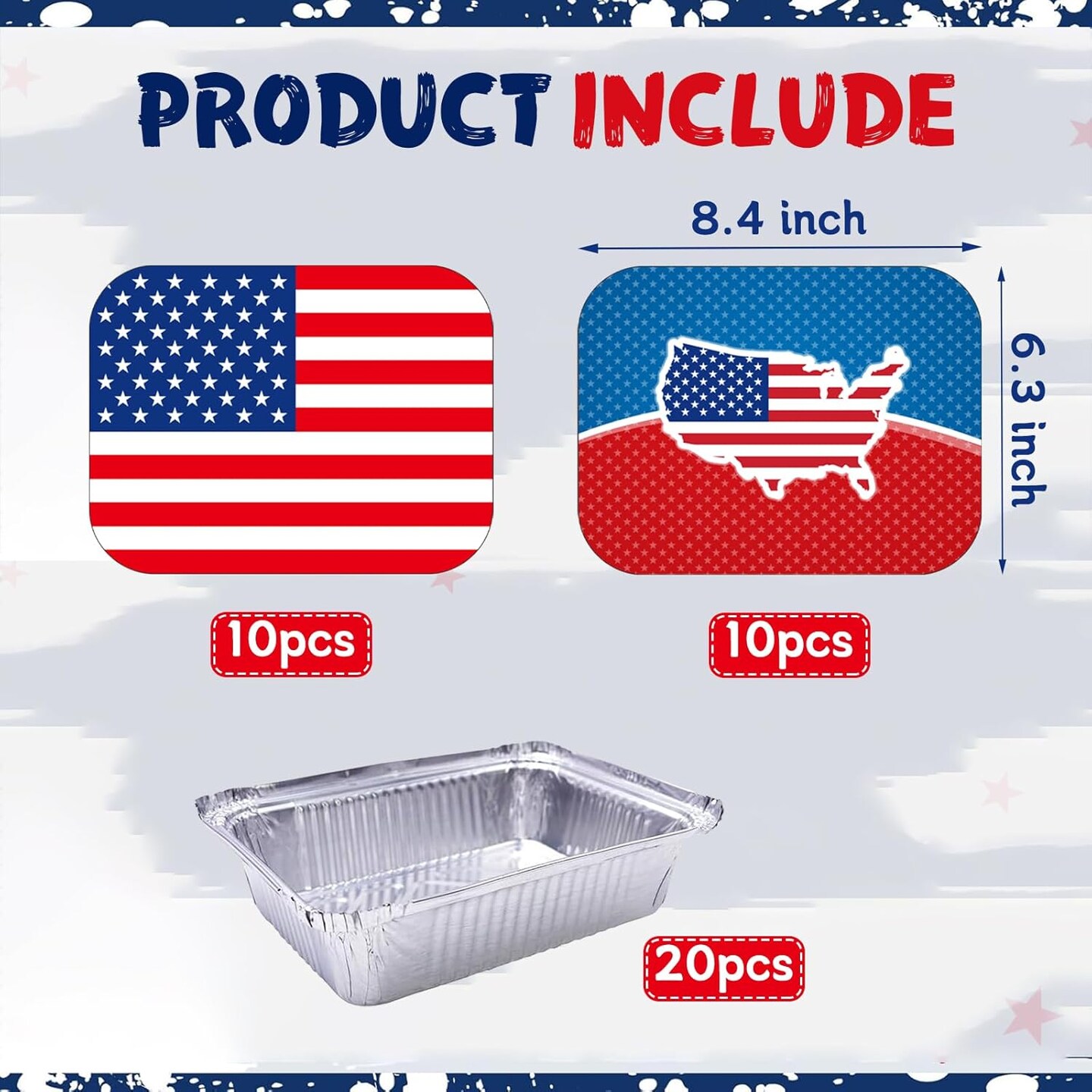 20 Pieces American Flag Foil Containers with Lids,Patriotic Rectangular Treat Foil Containers, Disposable Food Storage Pan for 4th of July Party Decorations Independence Day Decorations Party Supplies