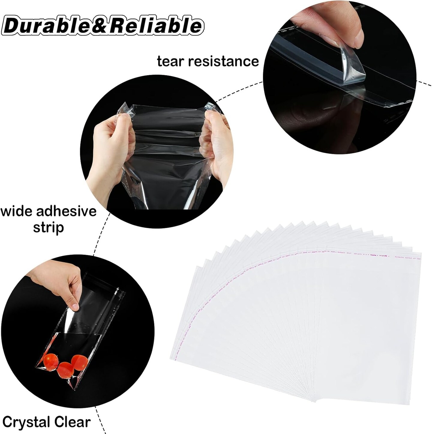 200PCS 6x9 Inches 3.2Mil Clear Self Sealing Cellophane Bags Self Adhesive Resealable Cello Bags for Prints Photos Gifts and Products Thick