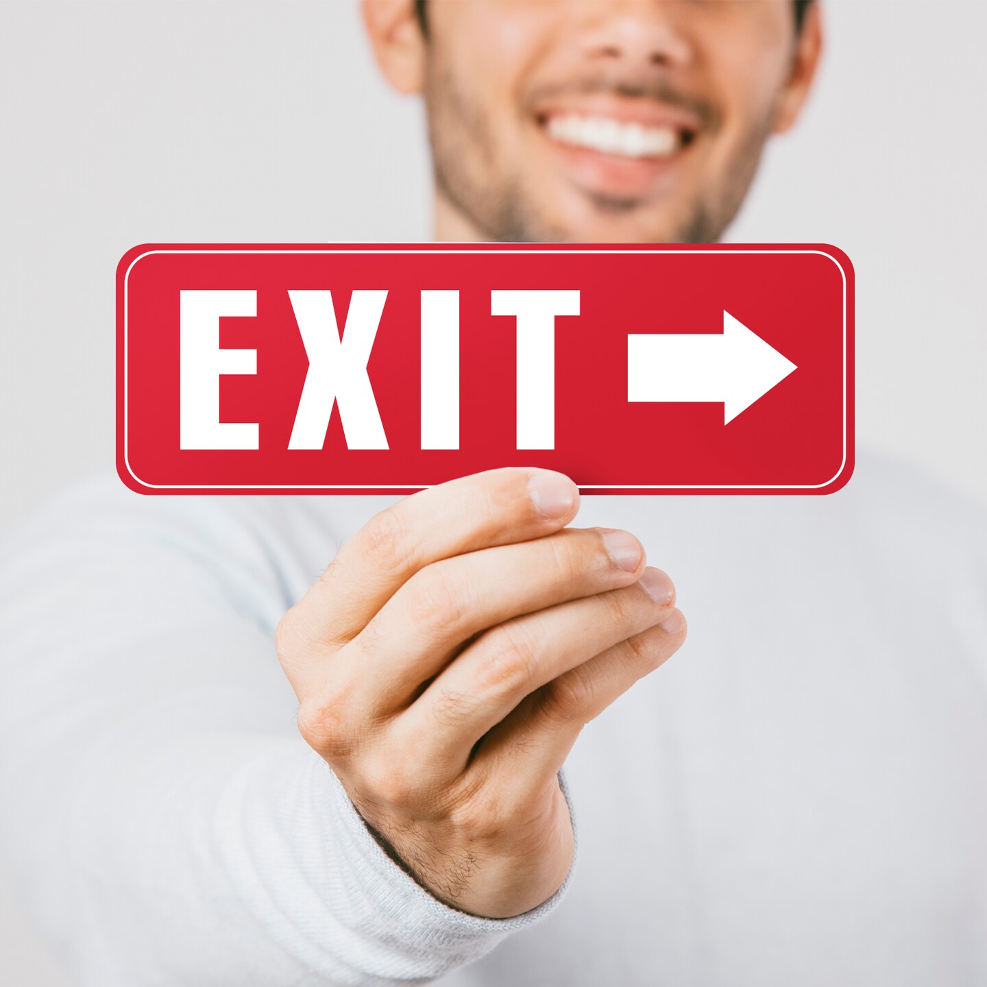 Exit Stickers Set of 2 – 9x3 inch Vinyl Exit Signs – Waterproof UV