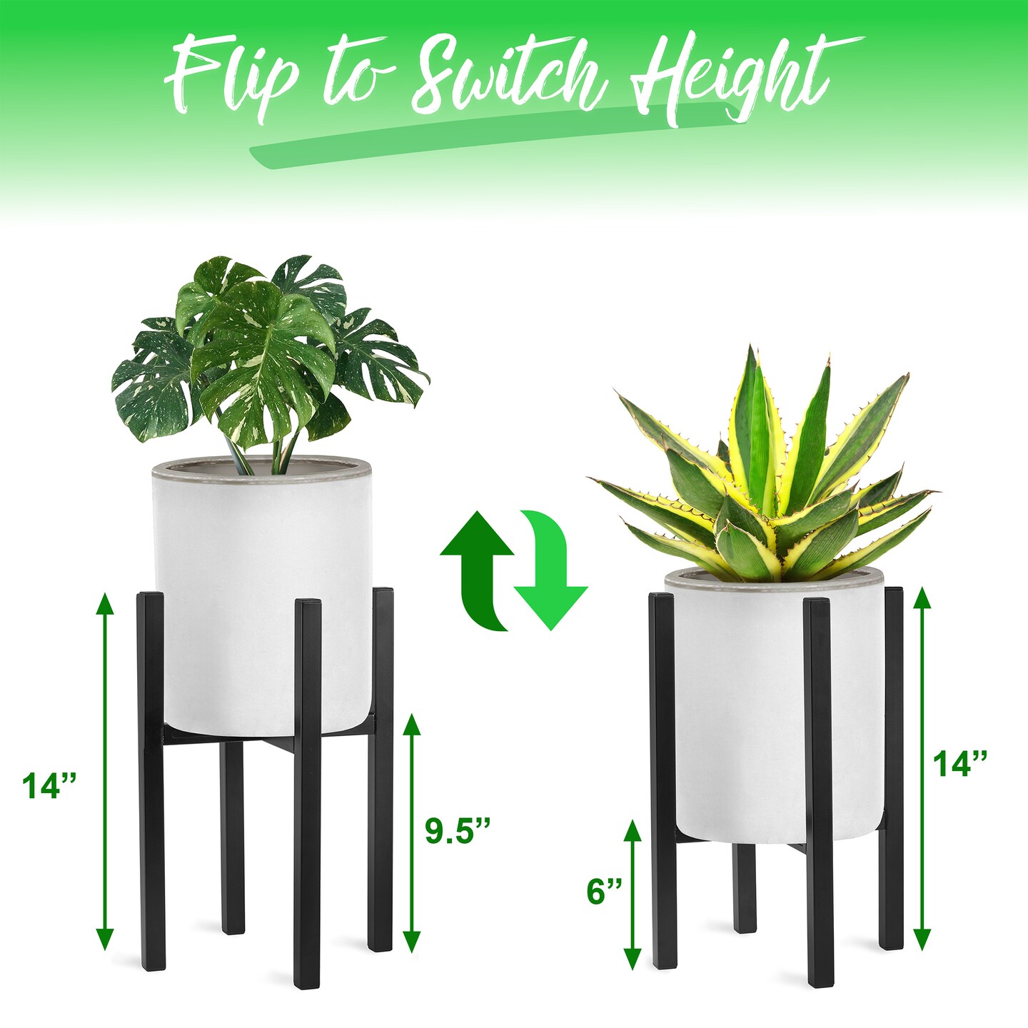 Sorbus Adjustable Metal Plant Stand &#x2013; Mid Century Style Flower Pot Holder, 10 to 16 Inches Planter Stand for Modern Home D&#xE9;cor, Houseplants &#x2013; Plant &#x26; Pot NOT INCLUDED