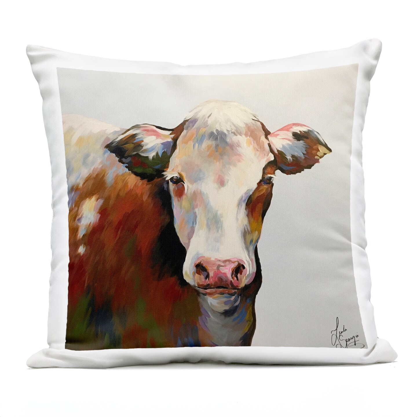 Stupell Industries Bessie Modern Cow Portrait Outdoor Printed Pillow, design by Linda Sperruzzi, 18 x 7 x 18