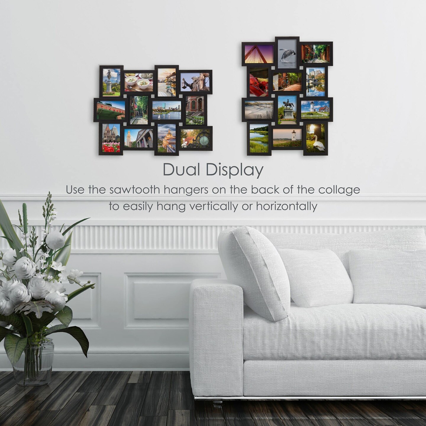 12 Opening Collage Frame, Displays 4x6 and Six 6x4 Inch Photos, Black