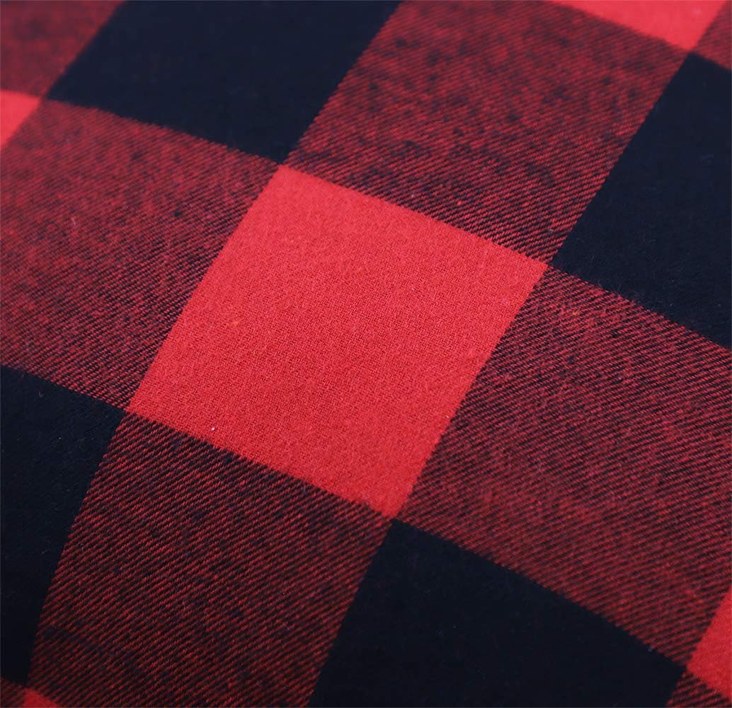 Set of 2 Christmas Buffalo Check Plaid Throw Pillow Covers Cushion Case Polyester for Farmhouse Home Decor Red and Black, 18 x 18 Inches