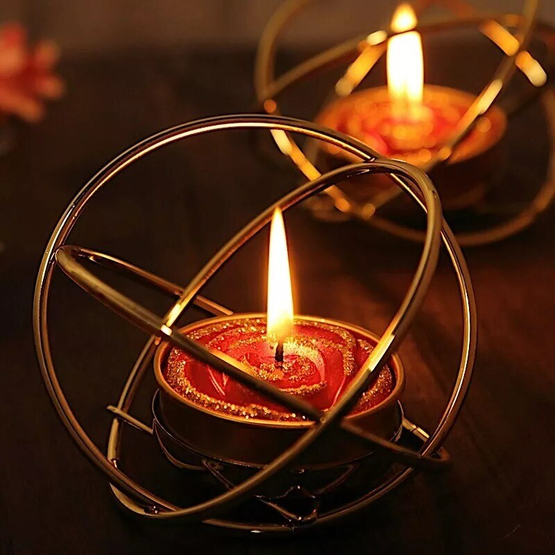 2 Red Gold Glitter Unscented Rose Tealight Candles Wedding Centerpieces