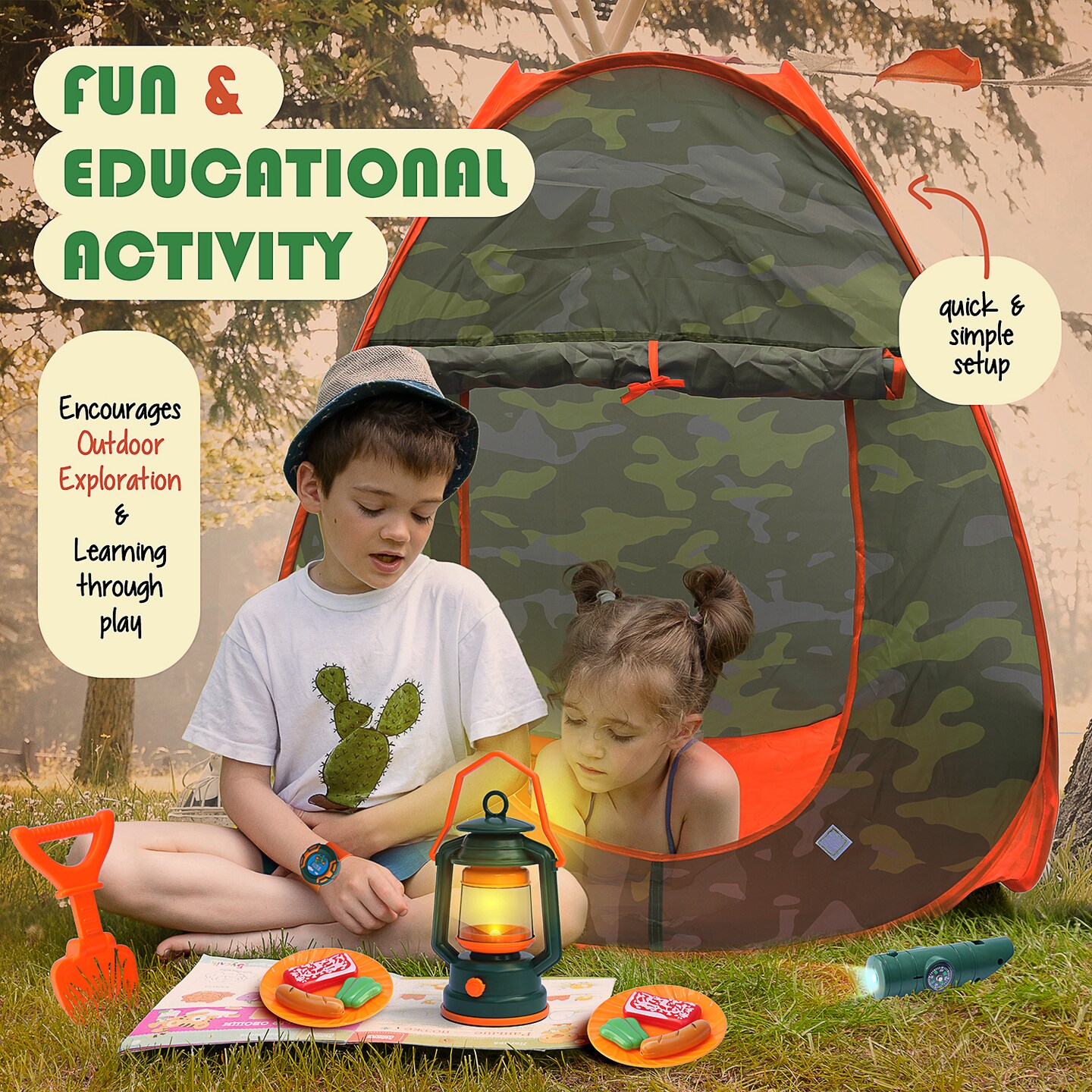 CraftBud 17 PCs Kids Camping Play Set