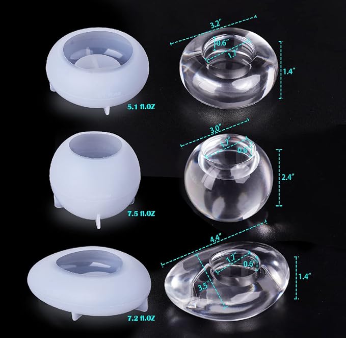 LET&#x27;S RESIN Tealight Candle Holder Resin Molds Silicone,3Pcs Tea Light Candle Holder Silicone Molds for Resin,Plaster,Cement Concrete,Resin Epoxy Molds Silicone for DIY Home D&#xE9;cor,Great for Beginners
