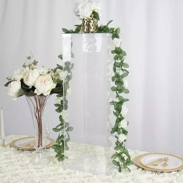 32-Inch tall Clear Acrylic DISPLAY BOX CENTERPIECE Party Column Pedestal Riser
