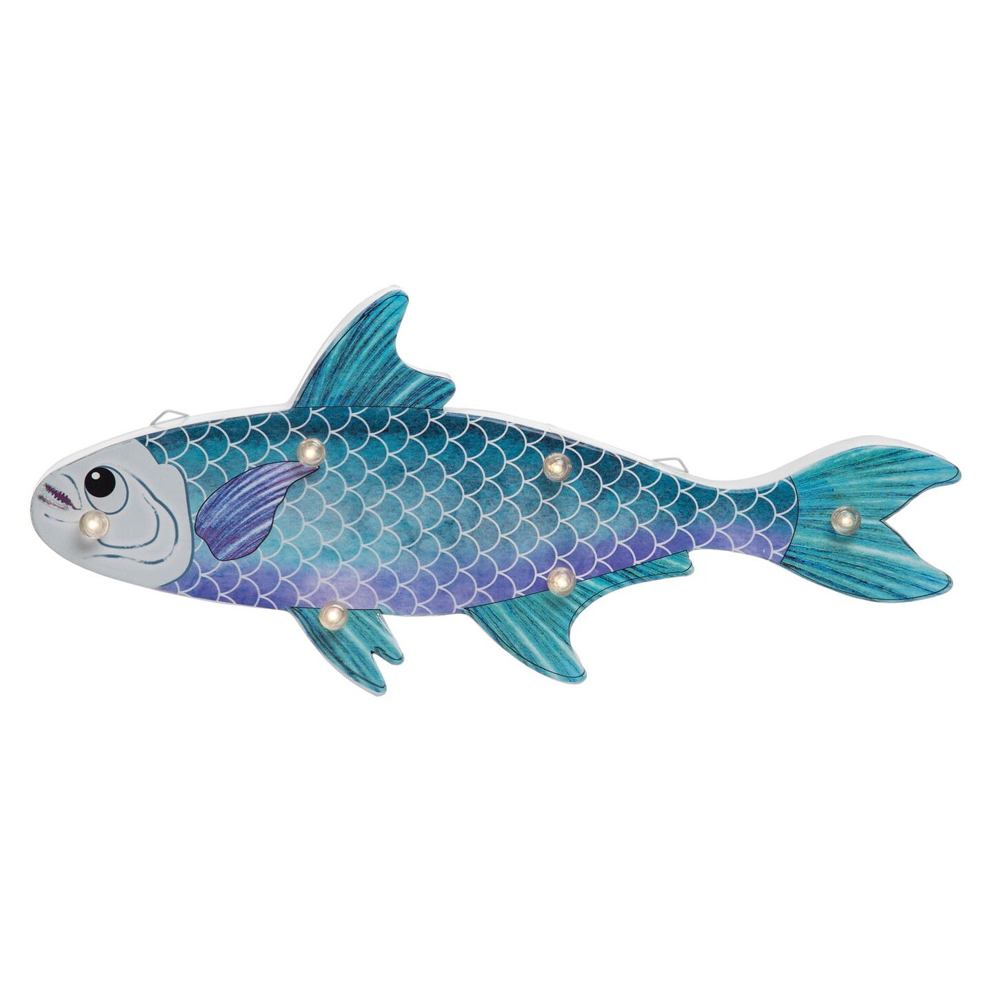 Blue &#x26; Purple Light-Up LED Metal Fish Accent Metal Nautical Ocean Beach Home D&#xE9;cor