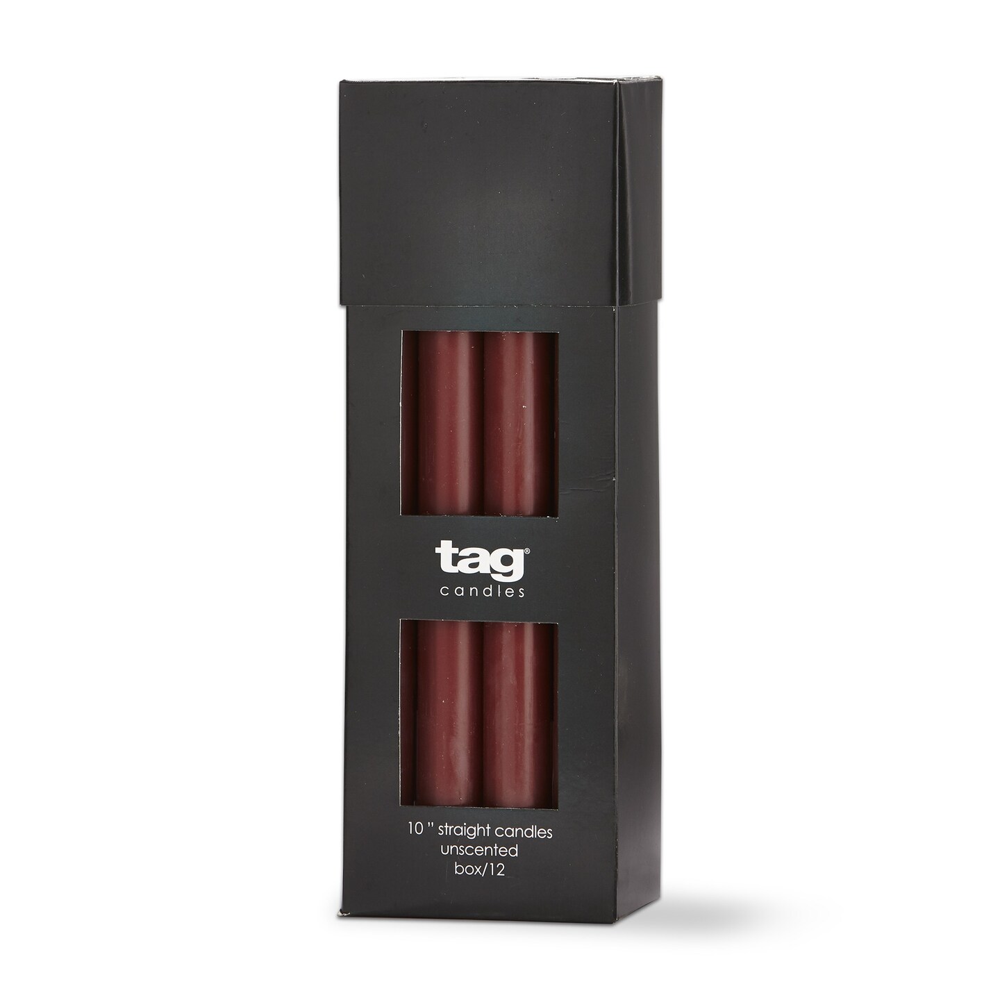 Color Studio 10&#x22; Straight Taper Unscented Smokeless Paraffin Wax Candle Purple Plum, Burn Time 10 hrs. Set 12