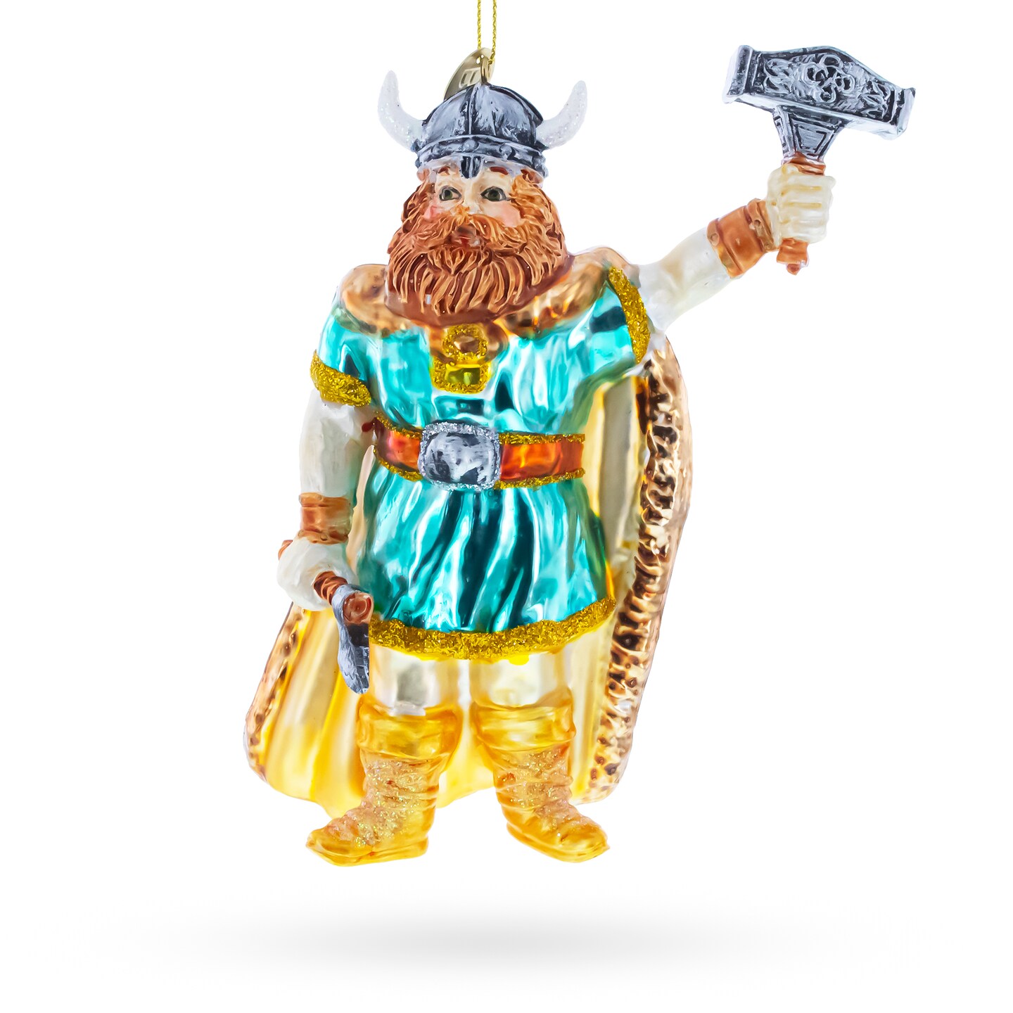 Viking Warrior with Hammer Blown Glass Christmas Ornament