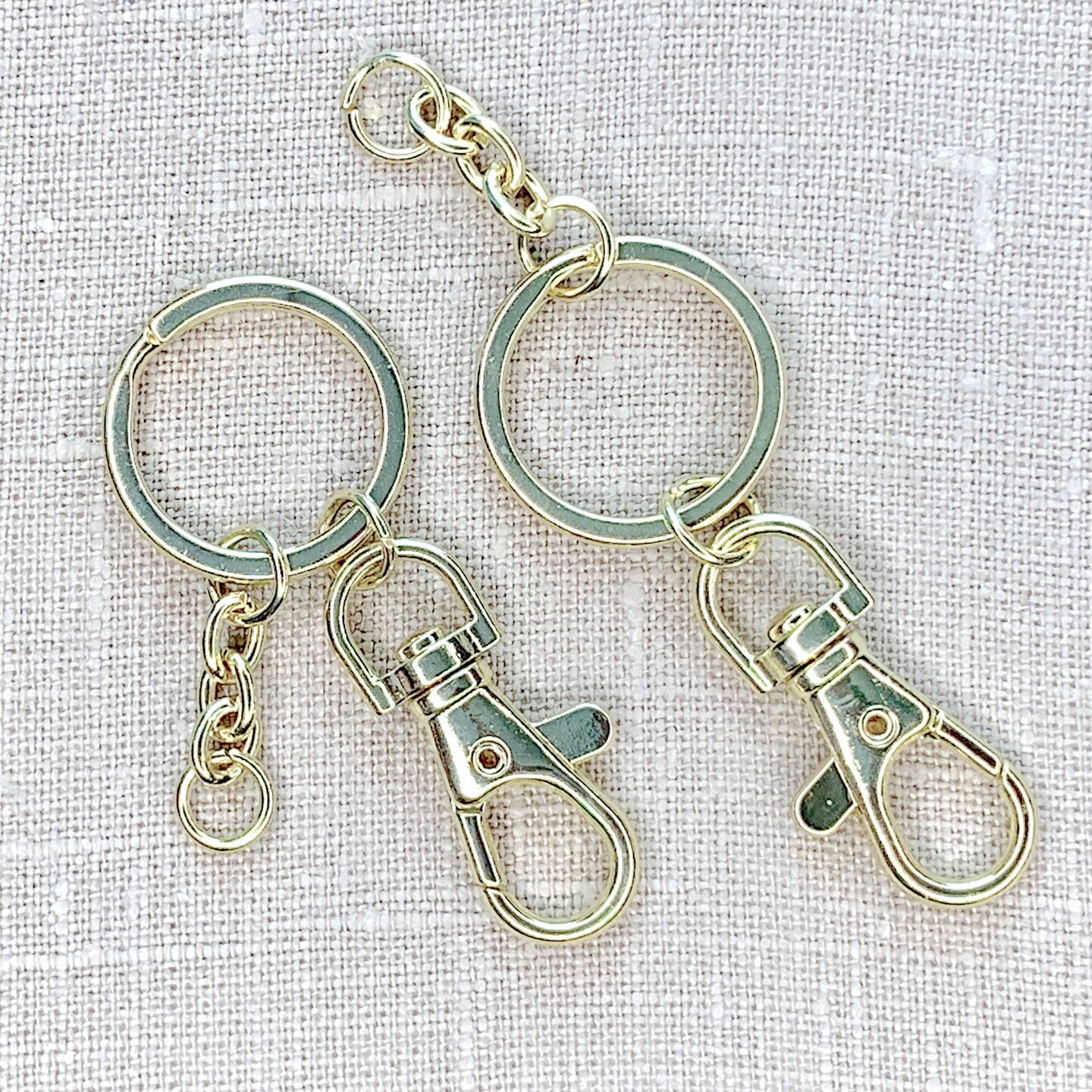 Gold Classic Key Rings with Lobster Clasp 2pc Set