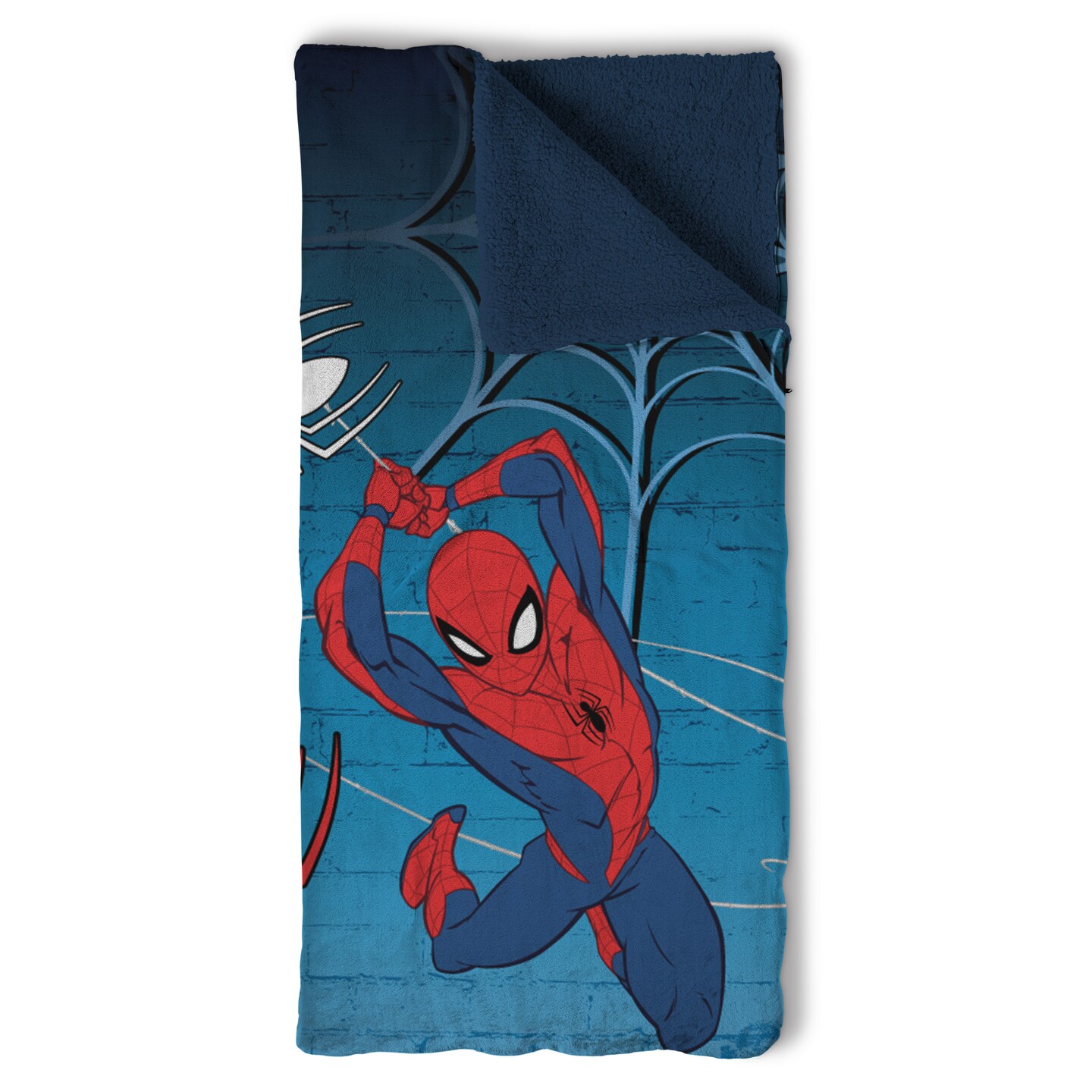 Marvel Spider-Man Web Chill Silk Touch Throw Blanket Sherpa Slumber Bag 27&#xD7;56 Inches