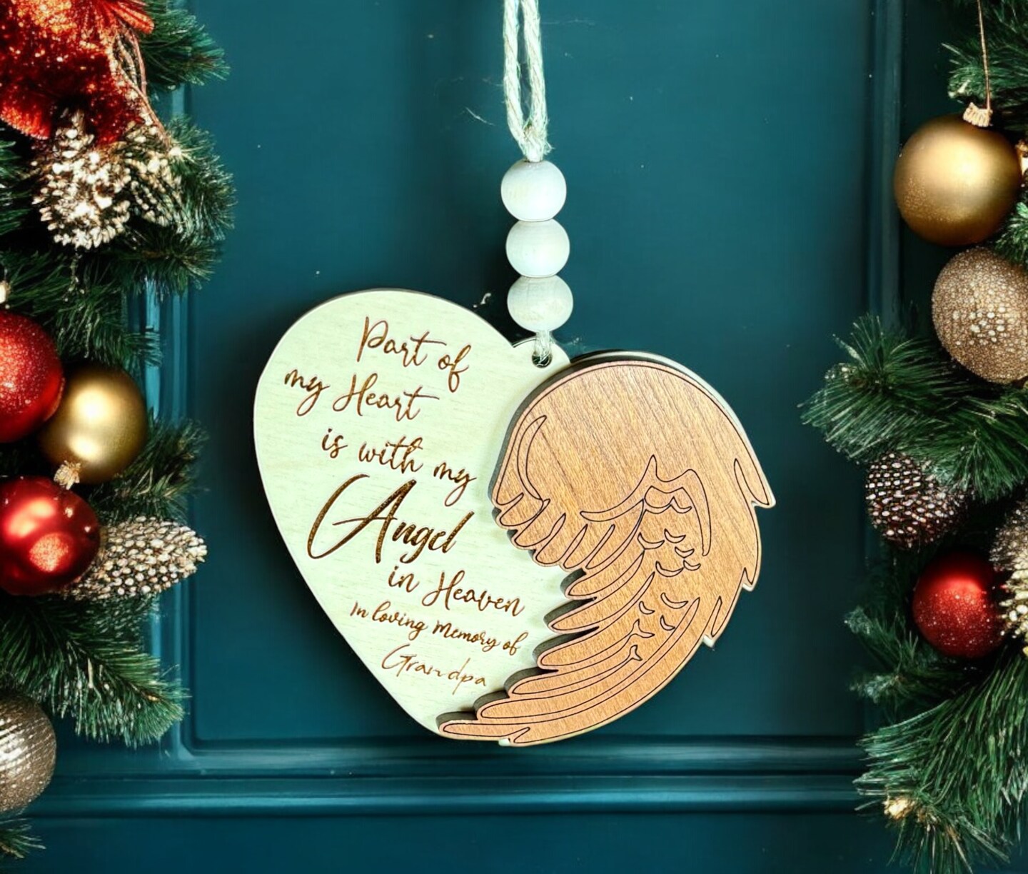 ◇hug your skin◇ Ornament printed top white Personalized Ceramic Christmas Ornaments | Printify