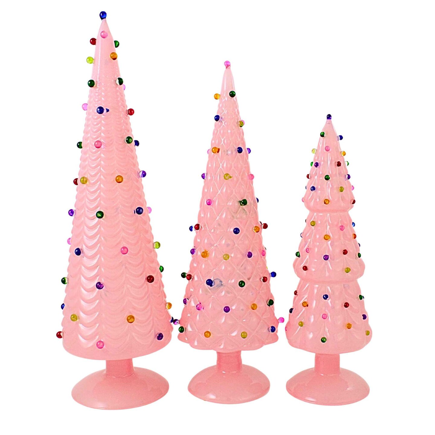 Cody Foster 14.5 Inch Bauble Tree Large Pink Set Christmas Decorative Tree Set , Lightweight Christmas Decor Decorative Glass Trees