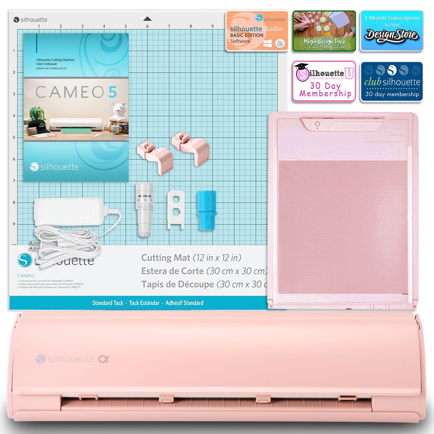 Silhouette Pink Cameo 5α Alpha with Electrostatic Grip Mat Attachment
