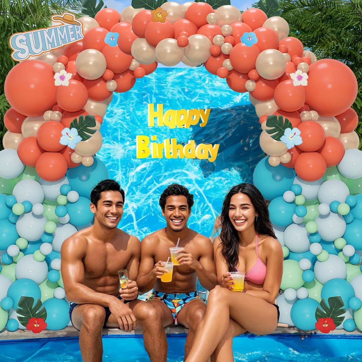 Moana Birthday Decorations (Coral Aqua Blue) 7.5 x 6.1 x 2 inches