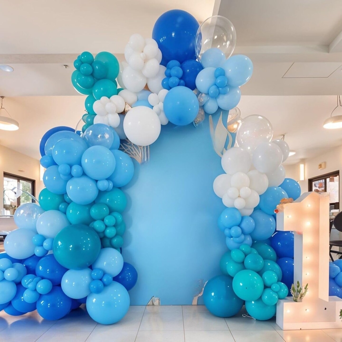 12 Inch Dark Light Blue Teal Clear Pearl Transparent Metallic Latex Balloons (Metallic Blue Teal)