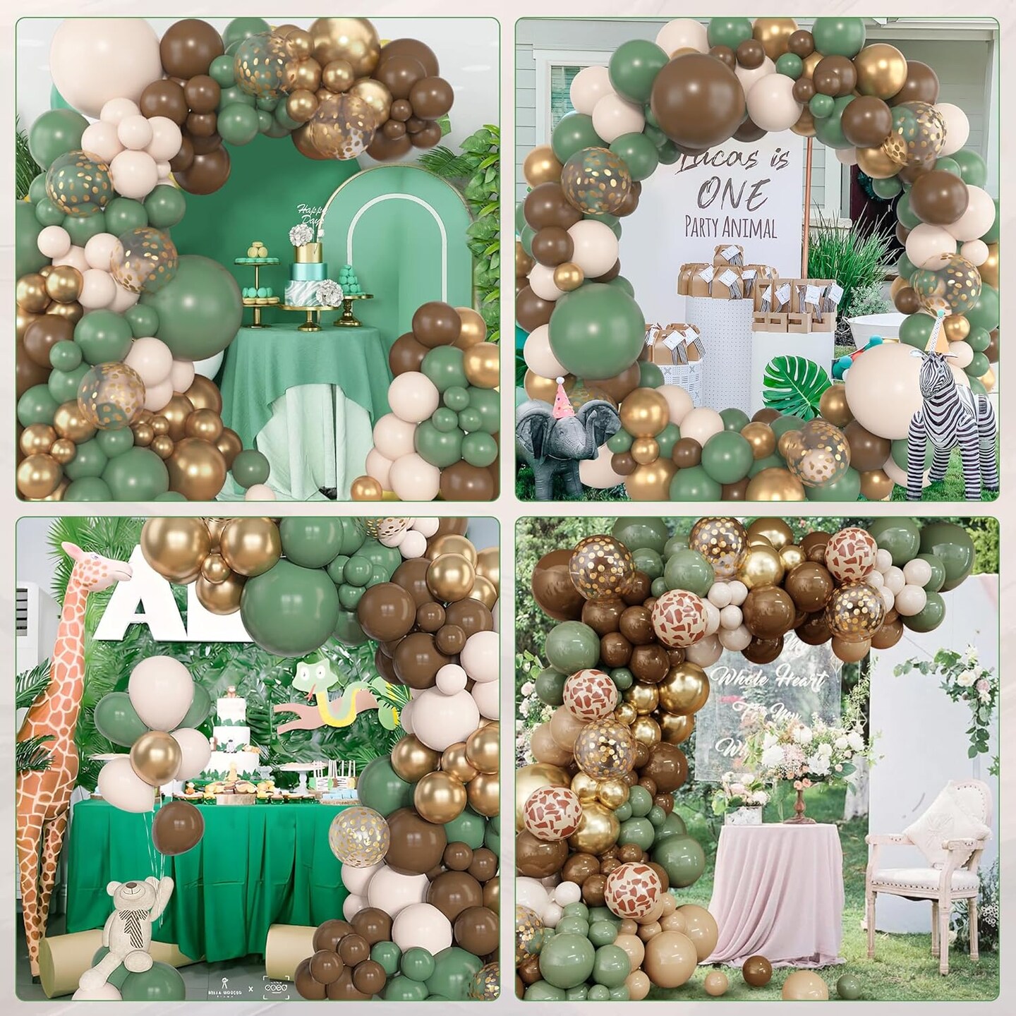 153pcs Sage Green Brown Balloon Garland Arch Kit (Sage Green) 	18" / 12" / 10" / 5"