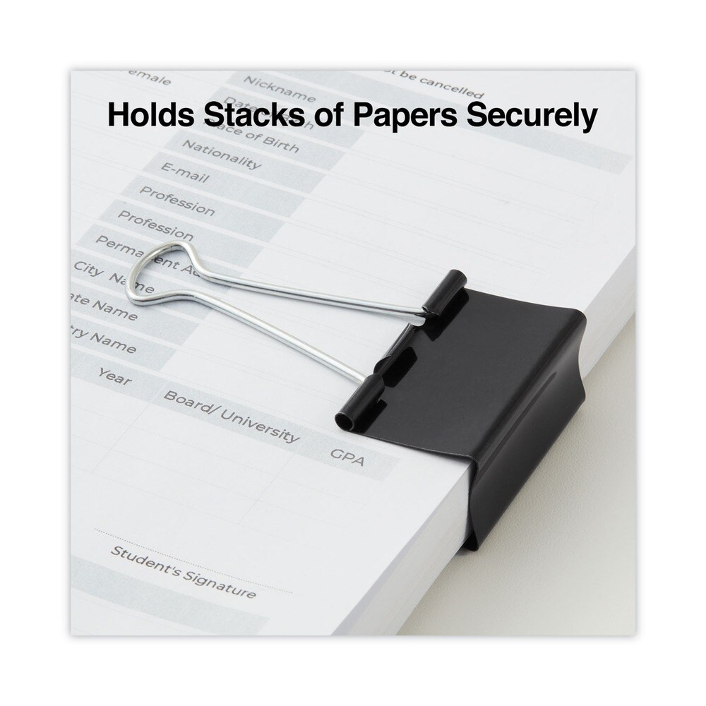 Universal Binder Clips in Zip-Seal Bag - Large, Black/Silver (36/Pack)