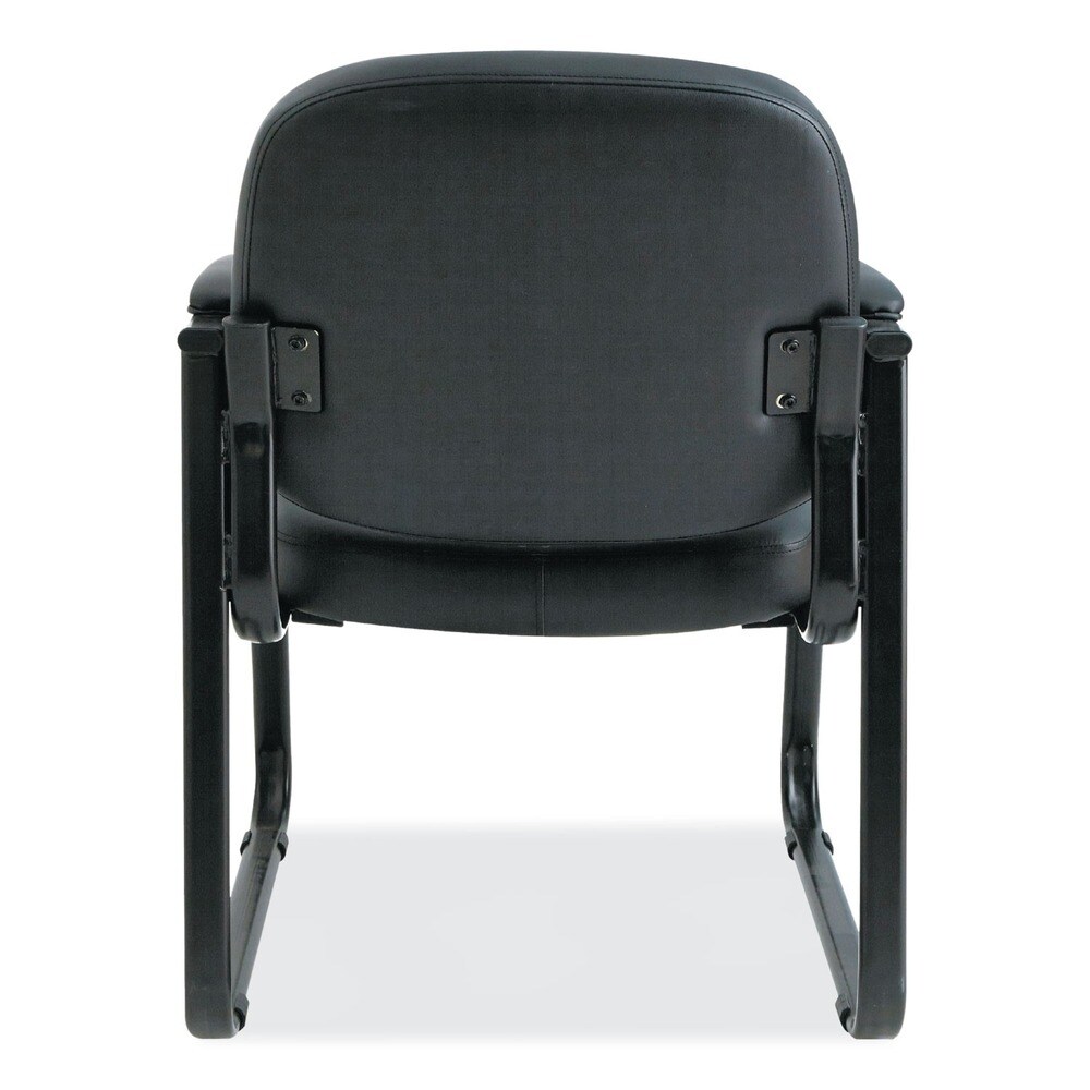 Alera Genaro Series 25 in. x 24.80 in. x 33.66 in. Faux Leather Half-Back Sled Base Guest Chair - Black