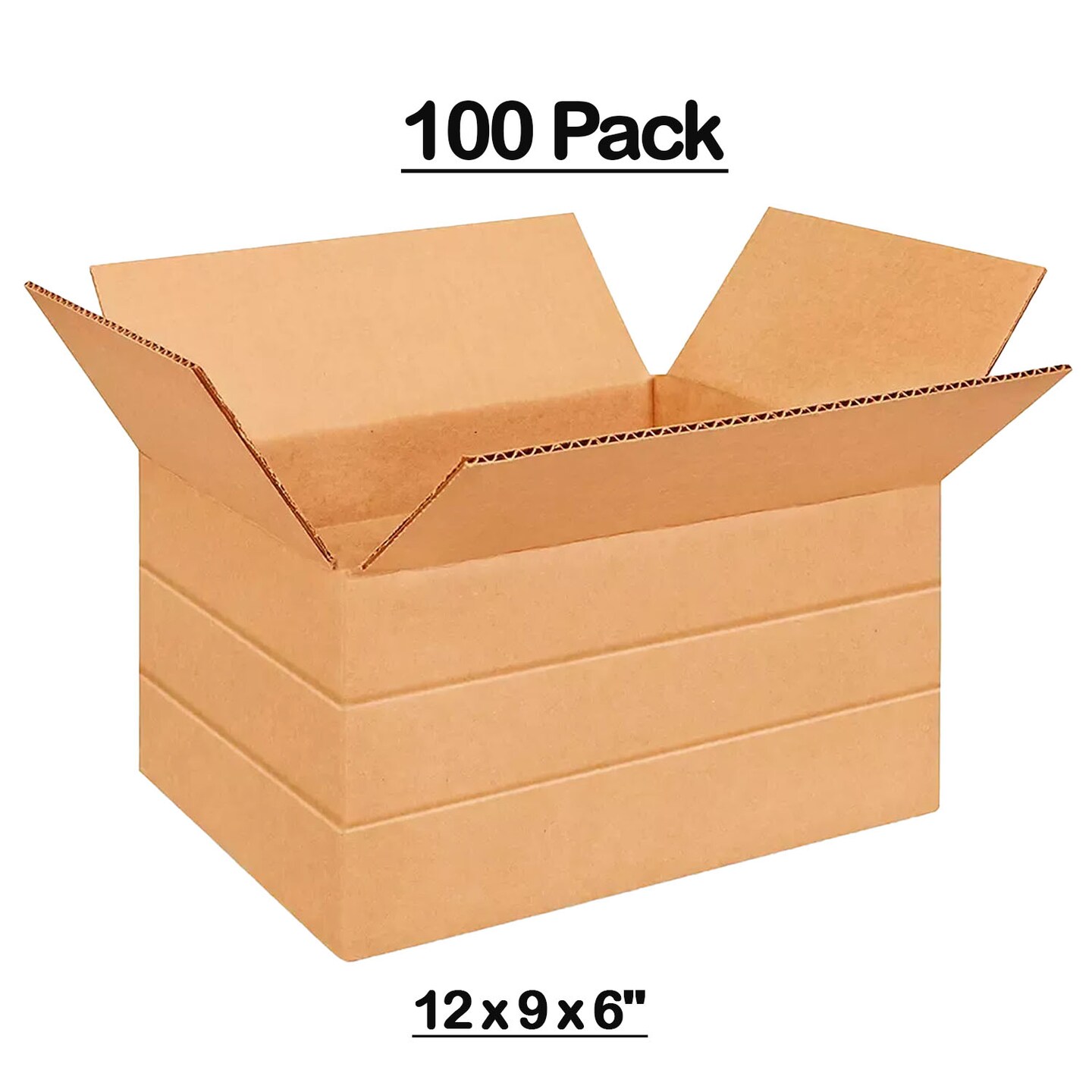 100 Pack Heavy Duty Multi Depth Cardboard Boxes Strong Mailing and Packing Cartons 12 x 9 x 6 Inch