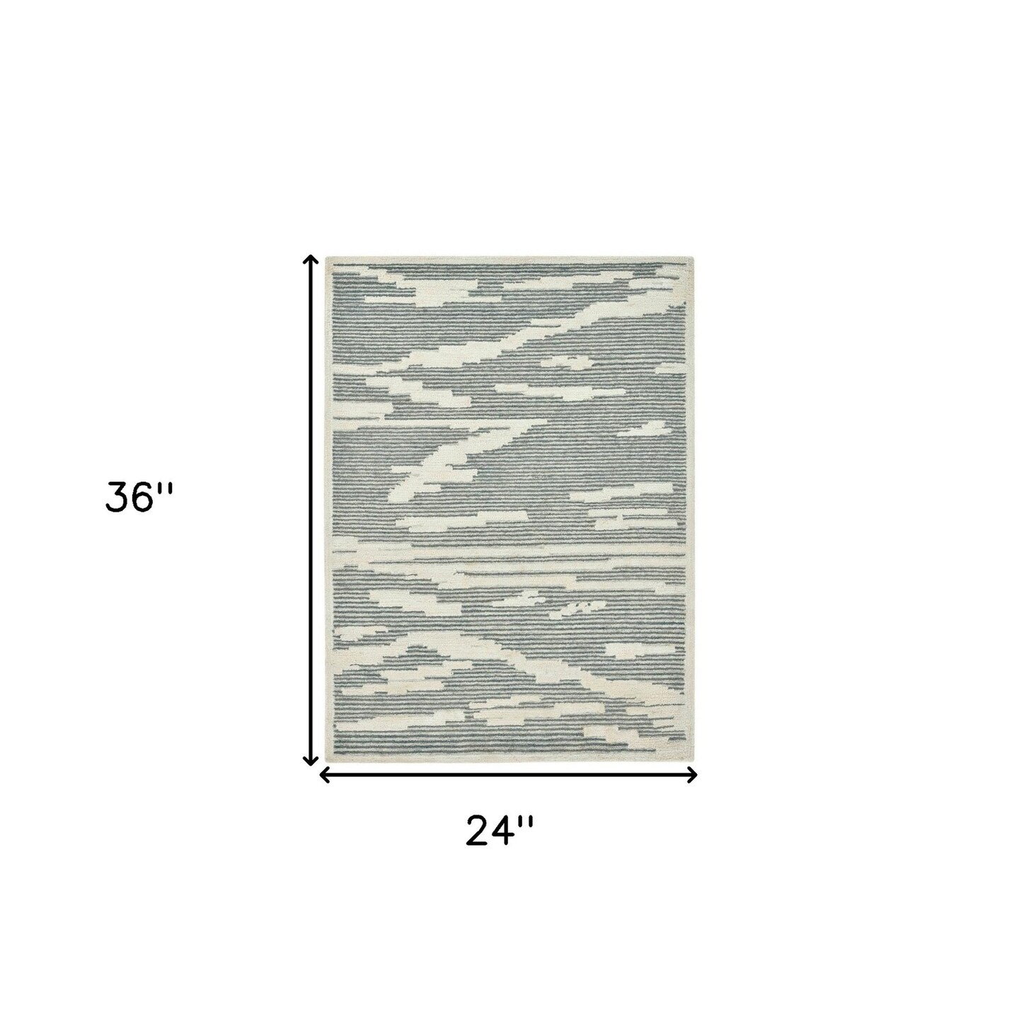 Edge Collections - 2' X 3' - Gray - Artisan Hand-Hooked Abstract Area Rug for Cozy Spaces - 1 Piece