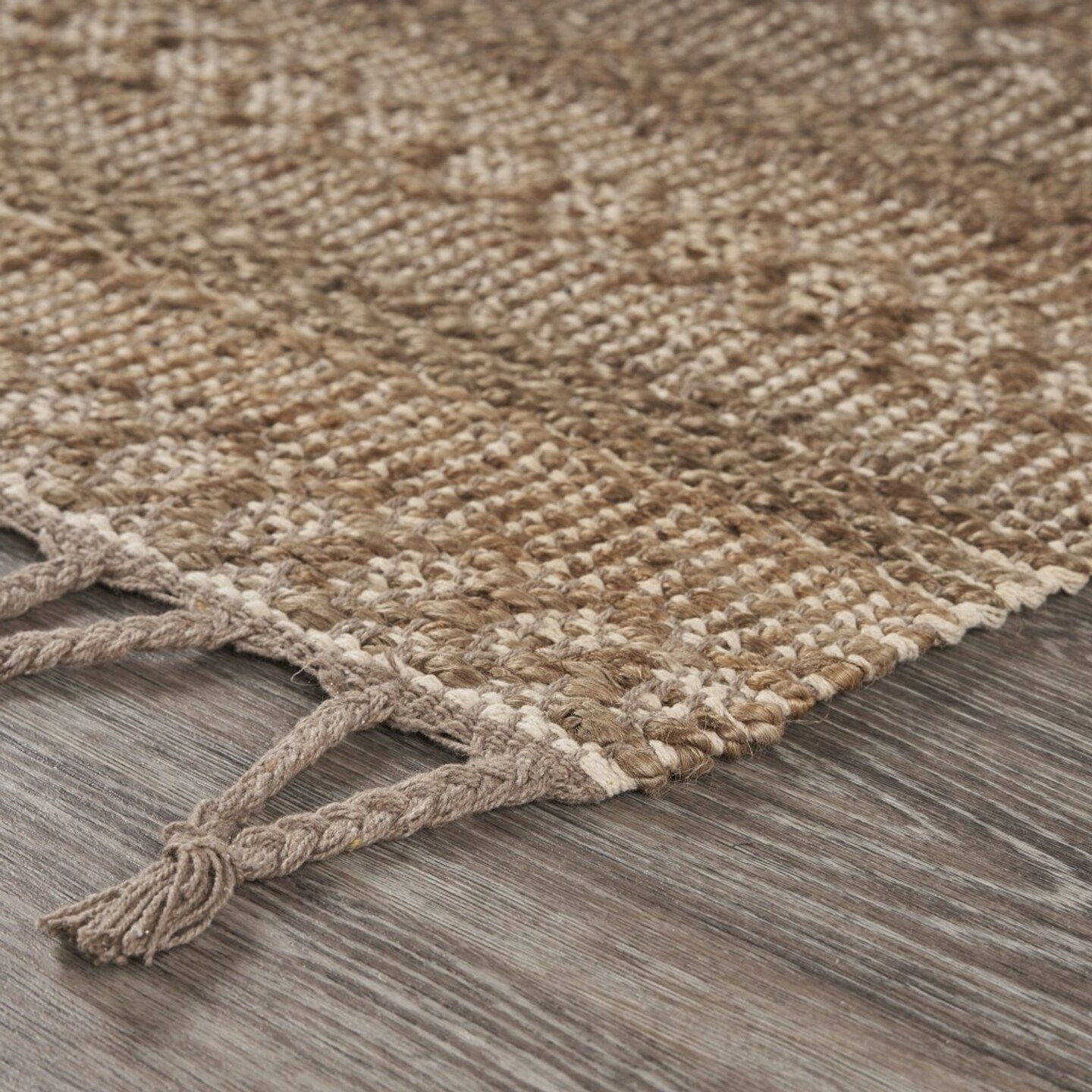 Edge Collections - 3' X 4' - Tan - Bohemian Tasseled Area Rug for Subtle Home Decor - 1 Piece