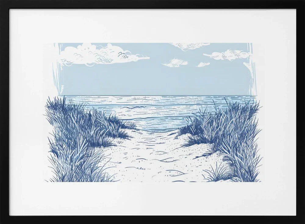 Framed Beach Walk Art Print 24x36 Jolly and Dash Home or Office Decor