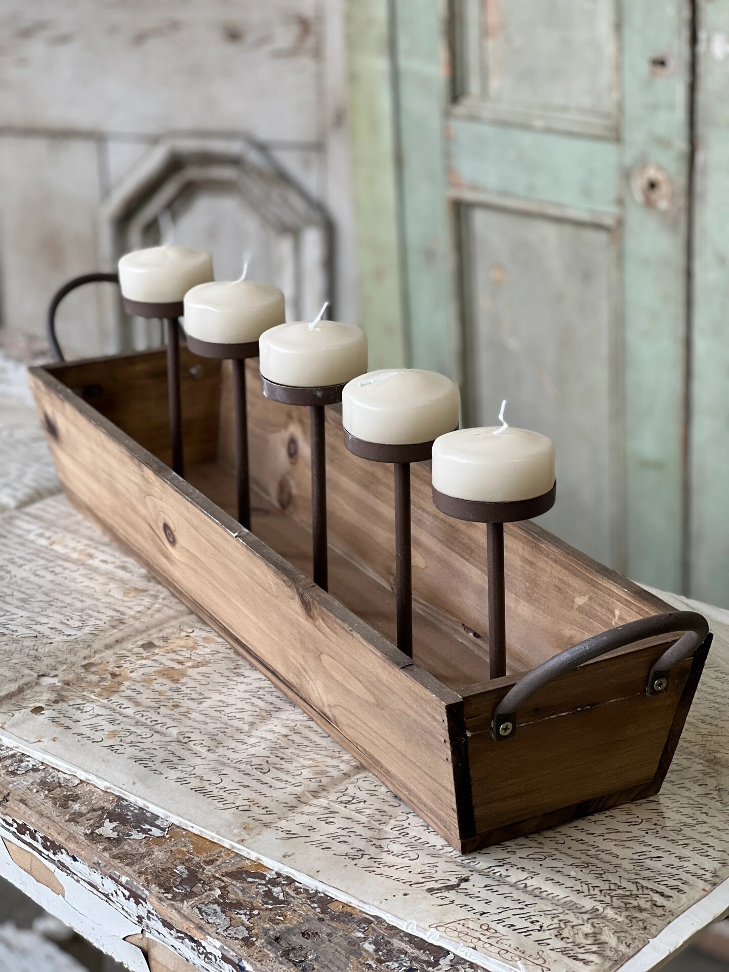 Elevated Charm Candle Holder - Rustic Tabletop Decoration - Holiday Tree