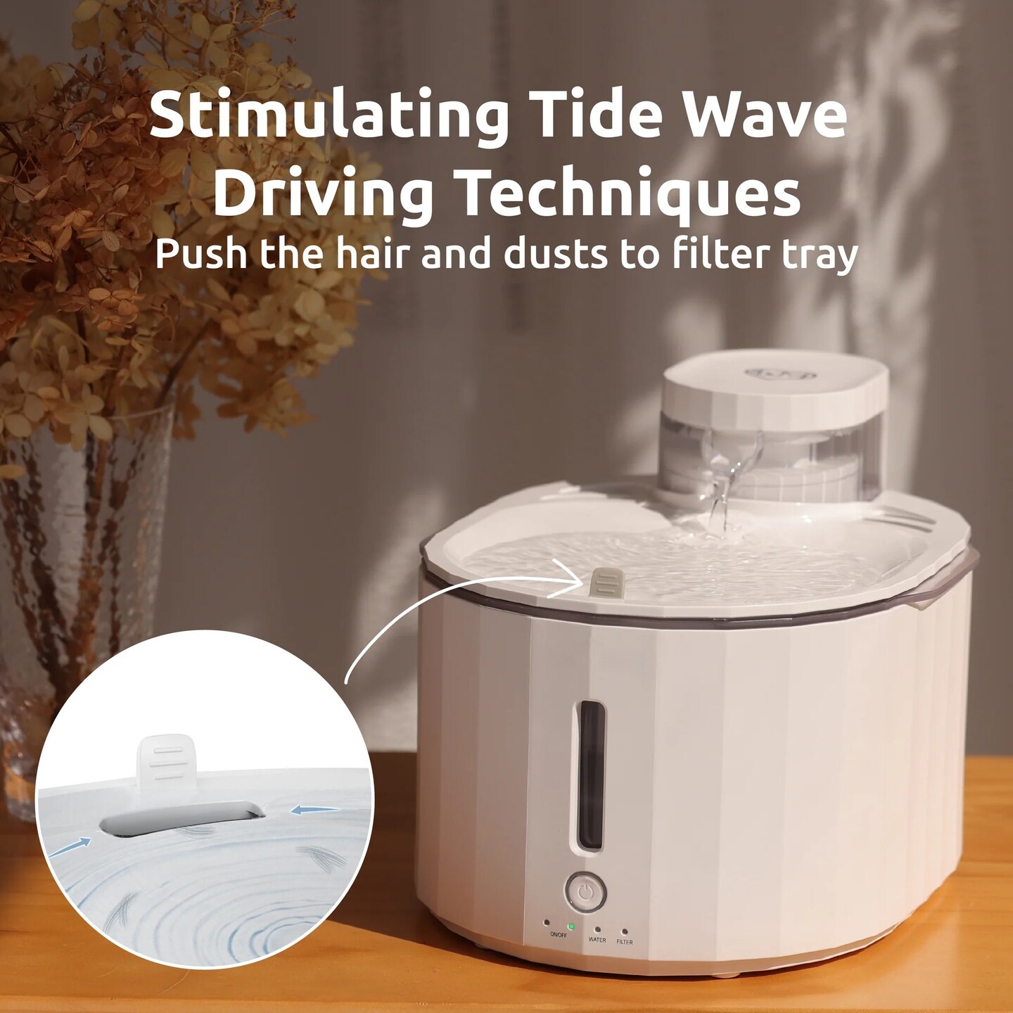 Silent Wireless Cat Water Fountain Pet Water Purifier Dual Mode Filter