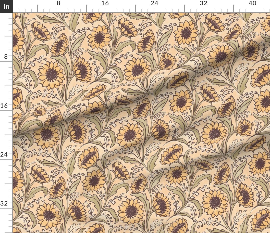 Flower Sunflowers Floral Country Nature Rustic Custom Printed Fabric by Spoonflower Various Fabrics by the Yard or Fat Quarter